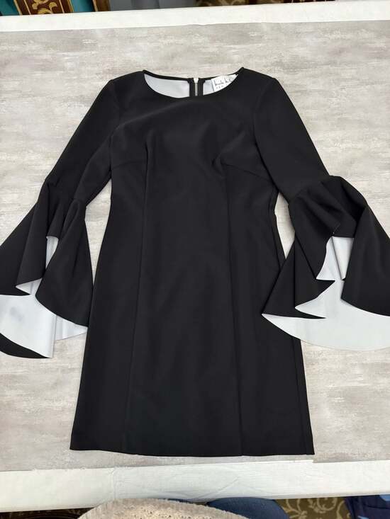 Nicole Miller New York Dresses & Skirts - Nicole Miller New York Black Sheath Dress with Dramatic White-Lined Bell Sleeves